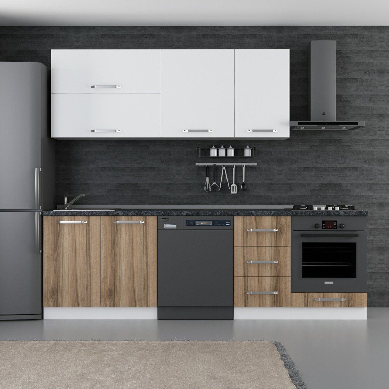 Minar 255 Cm Mutfak Dolabı Beyaz Dore 255-D14