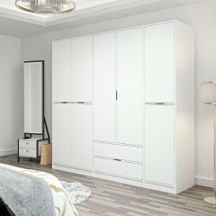 Elina 5 Kapaklı Dolap - Beyaz/Beyaz