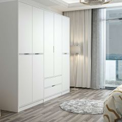 Elina 5 Kapaklı Dolap - Beyaz/Beyaz