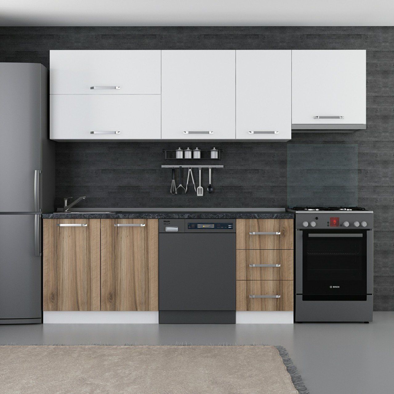 Minar 255 Cm Mutfak Dolabı Beyaz Dore 255-D15