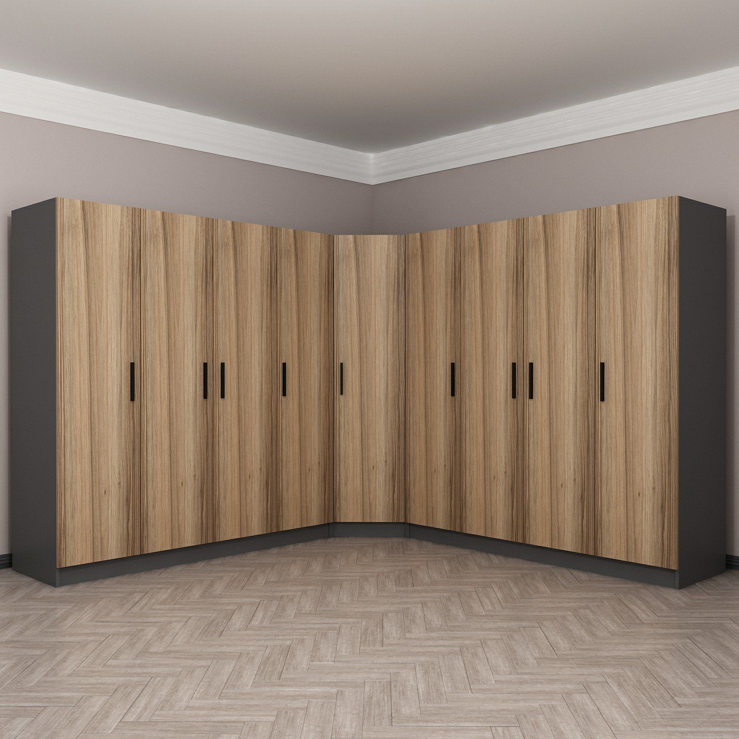 Minar Kale 9 Kapaklı 4 Ç Köşe Dolap Antrasit Dore