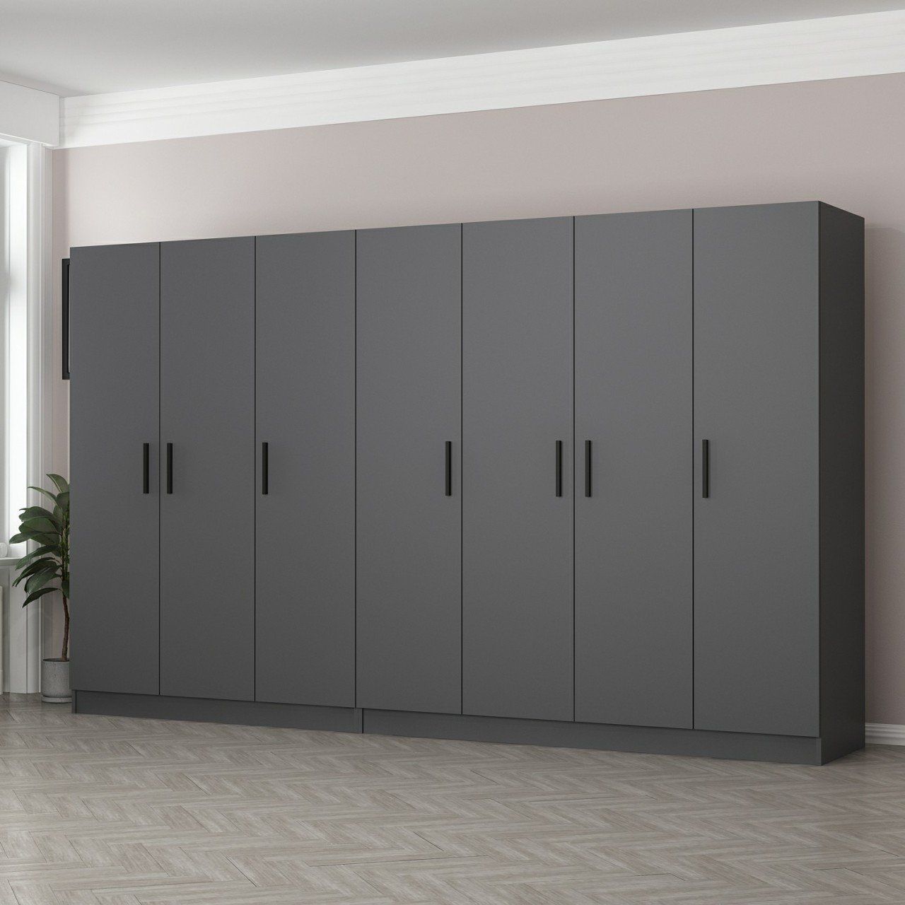 Minar Kale 7 Kapaklı 4 Çekmeceli Dolap Antrasit