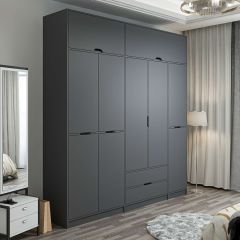 Elina 5 Kapaklı Dolap + Yüklük - Antrasit/Antrasit