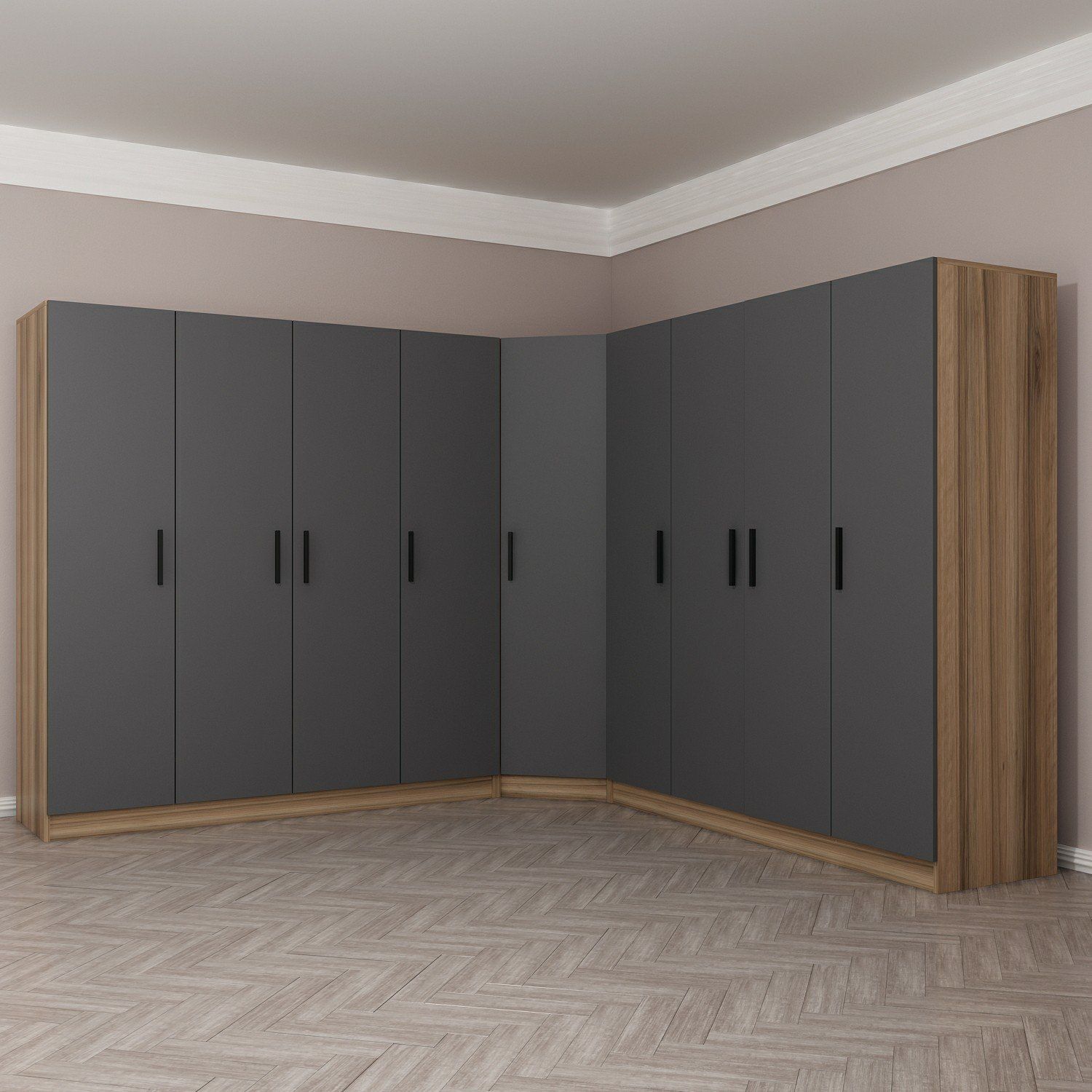 Minar Kale 9 Kapaklı 4 Ç Köşe Dolap Dore Antrasit