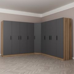 Minar Kale 9 Kapaklı 4 Ç Köşe Dolap Dore Antrasit