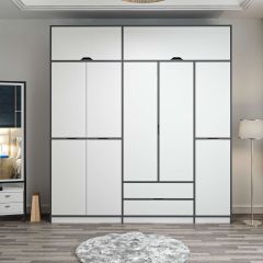 Elina 5 Kapaklı Dolap + Yüklük - Antrasit/Beyaz