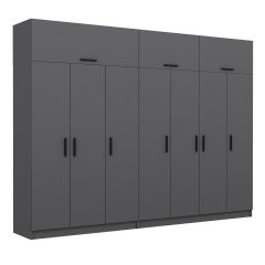 Minar Kale 7 Kapaklı 4 Çekmeceli Dolap Ve Yüklük Antrasit