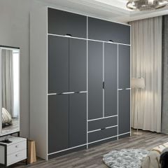 Elina 5 Kapaklı Dolap + Yüklük - Beyaz/Antrasit