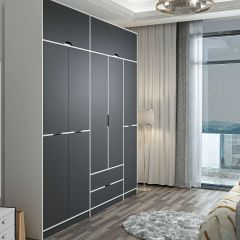 Elina 5 Kapaklı Dolap + Yüklük - Beyaz/Antrasit