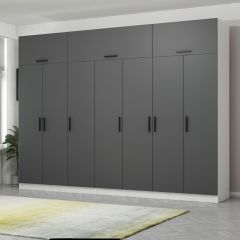 Minar Kale 7 Kapaklı 4 Çekmeceli Dolap Ve Yüklük Beyaz Antrasit