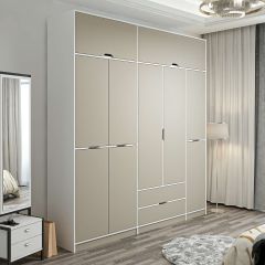 Elina 5 Kapaklı Dolap + Yüklük - Beyaz/Kumtaşı