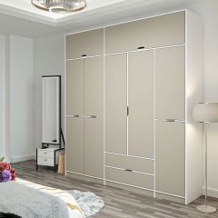 Elina 5 Kapaklı Dolap + Yüklük - Beyaz/Kumtaşı