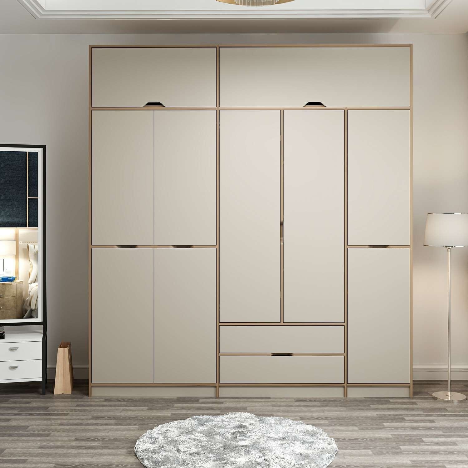 Elina 5 Kapaklı Dolap + Yüklük - Dore/Kumtaşı