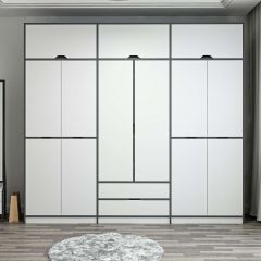 Elina 6 Kapaklı Dolap + Yüklük - Antrasit/Beyaz