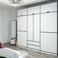 Elina 6 Kapaklı Dolap + Yüklük - Antrasit/Beyaz