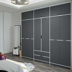 Elina 6 Kapaklı Dolap + Yüklük - Beyaz/Antrasit