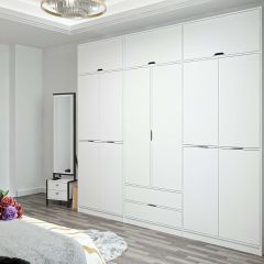 Elina 6 Kapaklı Dolap + Yüklük - Beyaz/Beyaz