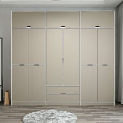 Elina 6 Kapaklı Dolap + Yüklük - Beyaz/Kumtaşı