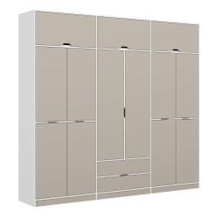 Elina 6 Kapaklı Dolap + Yüklük - Beyaz/Kumtaşı