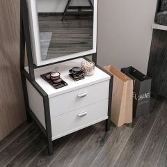 Minar Elegante Aynalı Hareketli Çekmeceli Takı Dolabı / Beyaz