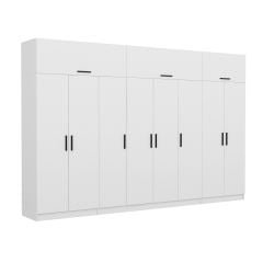 Minar Kale 8 Kapaklı 2 Çekmeceli Dolap Ve Yüklük Beyaz