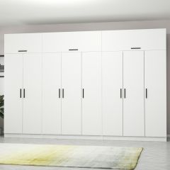 Minar Kale 8 Kapaklı 4 Çekmeceli Dolap Ve Yüklük Beyaz