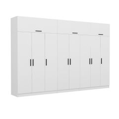 Minar Kale 8 Kapaklı 4 Çekmeceli Dolap Ve Yüklük Beyaz