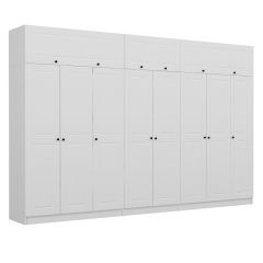 Minar Kale 8 Mebran Kapaklı 4 İç Çekmeceli Dolap Ve Yüklük Beyaz