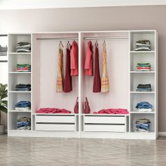 Minar Kale 6 Bölmeli 4 Çekmeceli Giyinme Dolabı Beyaz