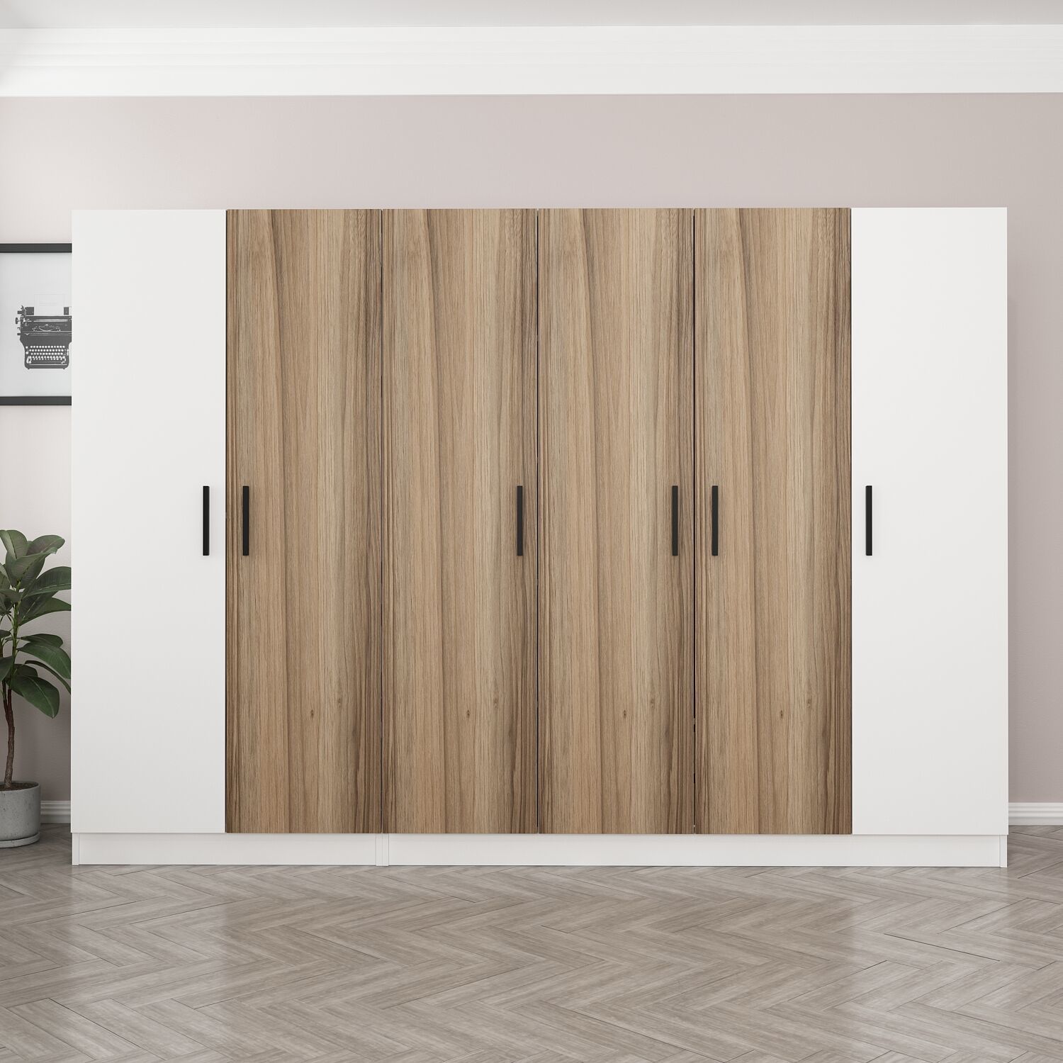 Kale 6 Kapaklı 2 Çekmeceli - Dolap - Beyaz/Dore