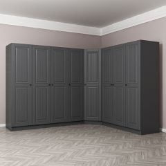 Kale 8 Kapaklı 4 Çekmeceli Köşe Dolap Antrasit Mebran İlkbahar