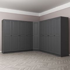 Kale 9 Kapaklı 4 Çekmeceli Köşe Dolap Antrasit Mebran İlkbahar