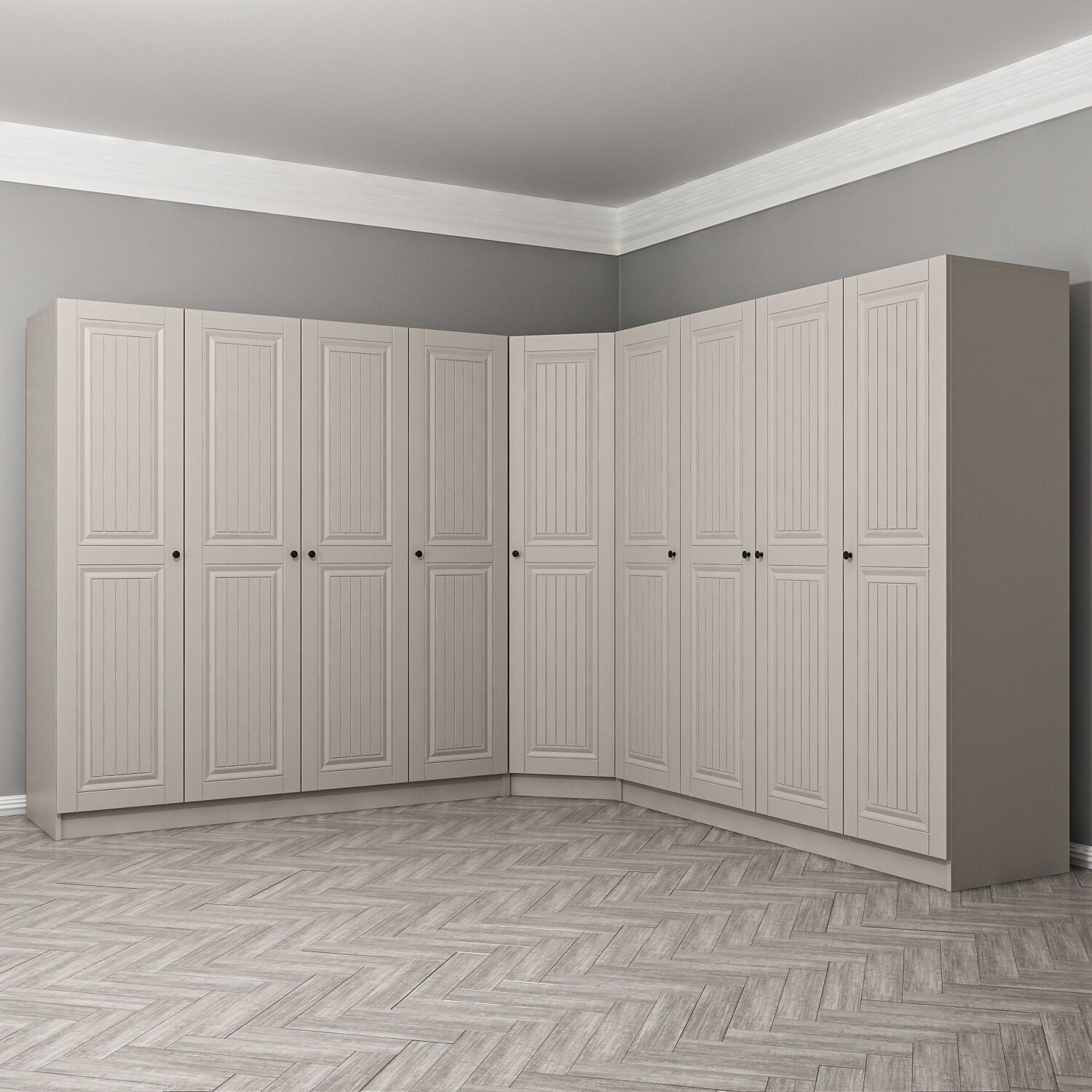 Kale 9 Kapaklı 4 Çekmeceli Köşe Dolap Kumtaşı Mebran İlkbahar