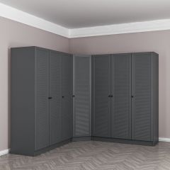 Kale 7 Kapaklı 4 Çekmeceli Köşe Dolap Antrasit Mebran Panjur