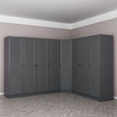 Kale 8 Kapaklı 4 Çekmeceli Köşe Dolap Antrasit Mebran Panjur