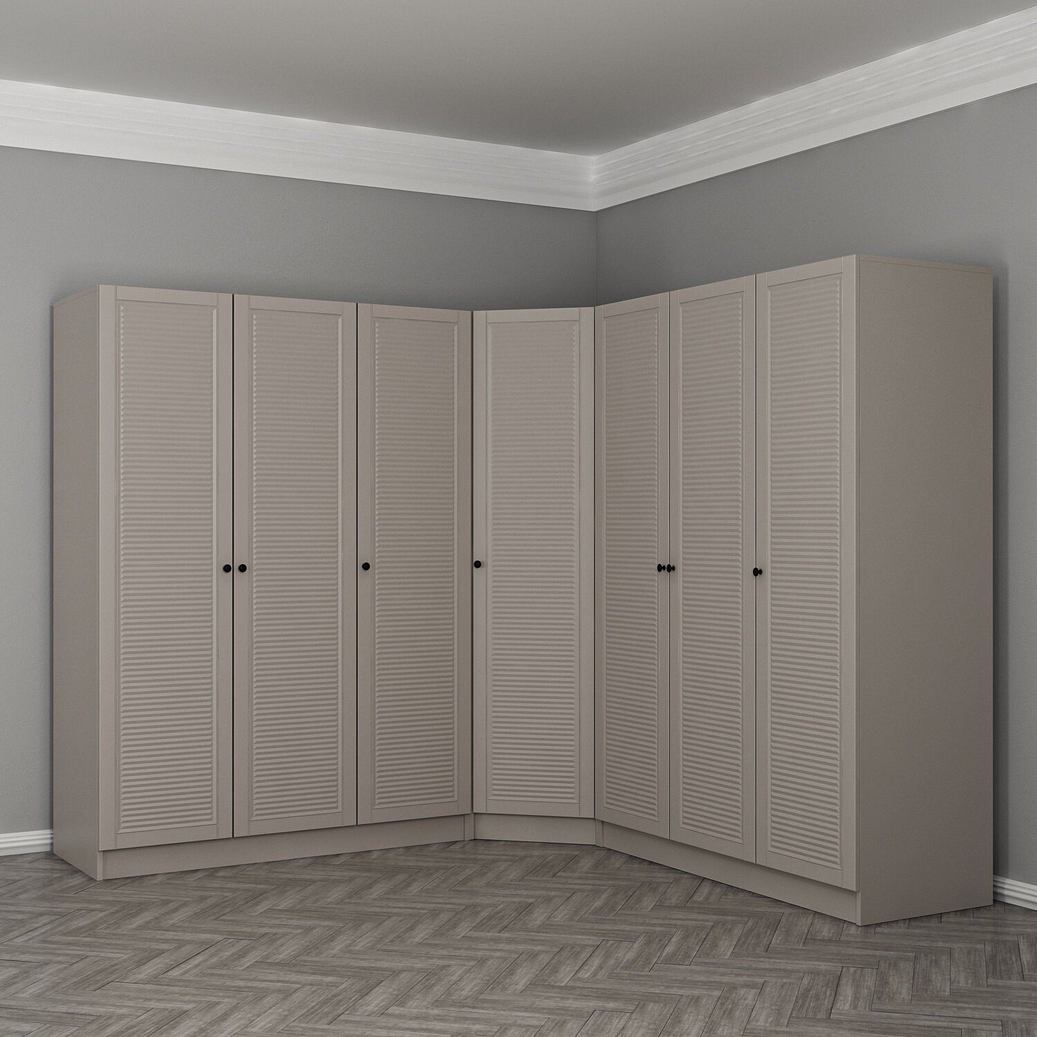 Kale 7 Kapaklı 4 Çekmeceli Köşe Dolap Kumtaşı Mebran Panjur