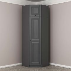 Kale 1 Kapaklı Köşe Dolap + Yüklük Antrasit Mebran İlkbahar