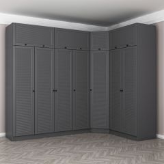 Kale 7 Kapaklı 2 Çekmeceli Köşe Dolap + Yüklük Antrasit Mebran Panjur