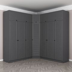 Kale 7 Kapaklı 4 Çekmeceli Köşe Dolap + Yüklük Antrasit Mebran Panjur