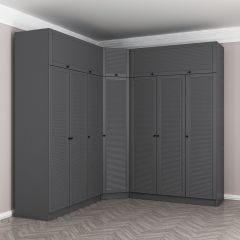 Kale 7 Kapaklı 4 Çekmeceli Köşe Dolap + Yüklük Antrasit Mebran Panjur