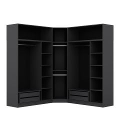 Kale 7 Kapaklı 4 Çekmeceli Köşe Dolap + Yüklük Antrasit Mebran Panjur