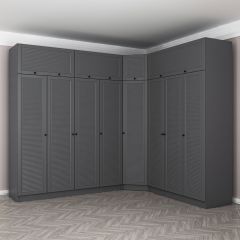 Kale 8 Kapaklı 4 Çekmeceli Köşe Dolap + Yüklük Antrasit Mebran Panjur