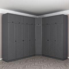 Kale 8 Kapaklı 4 Çekmeceli Köşe Dolap + Yüklük Antrasit Mebran Panjur