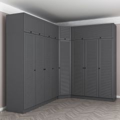Kale 8 Kapaklı 4 Çekmeceli Köşe Dolap + Yüklük Antrasit Mebran Panjur