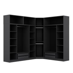 Kale 8 Kapaklı 4 Çekmeceli Köşe Dolap + Yüklük Antrasit Mebran Panjur