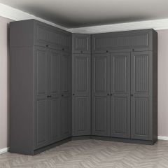 Kale 7 Kapaklı 4 Çekmeceli Köşe Dolap + Yüklük Antrasit Mebran İlkbahar