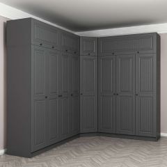 Kale 8 Kapaklı 4 Çekmeceli Köşe Dolap + Yüklük Antrasit Mebran İlkbahar