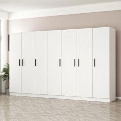 Minar Kale 7 Kapaklı Zincir Dolap - Gardrop - Beyaz