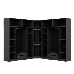 Kale 9 Kapaklı 4 Çekmeceli Köşe Dolap + Yüklük Antrasit Mebran İlkbahar