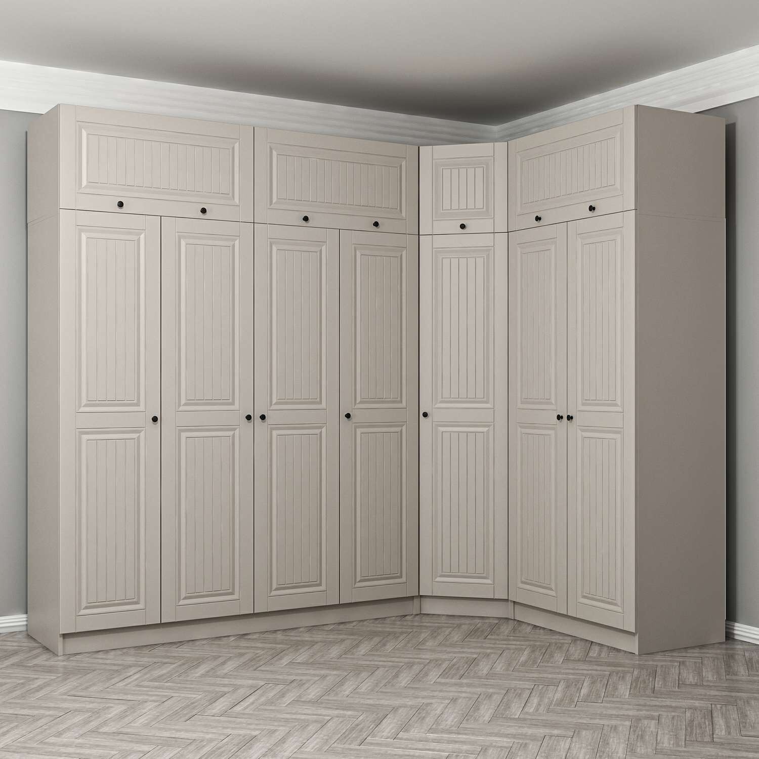 Kale 7 Kapaklı 2 Çekmeceli Köşe Dolap + Yüklük Kumtaşı Mebran İlkbahar